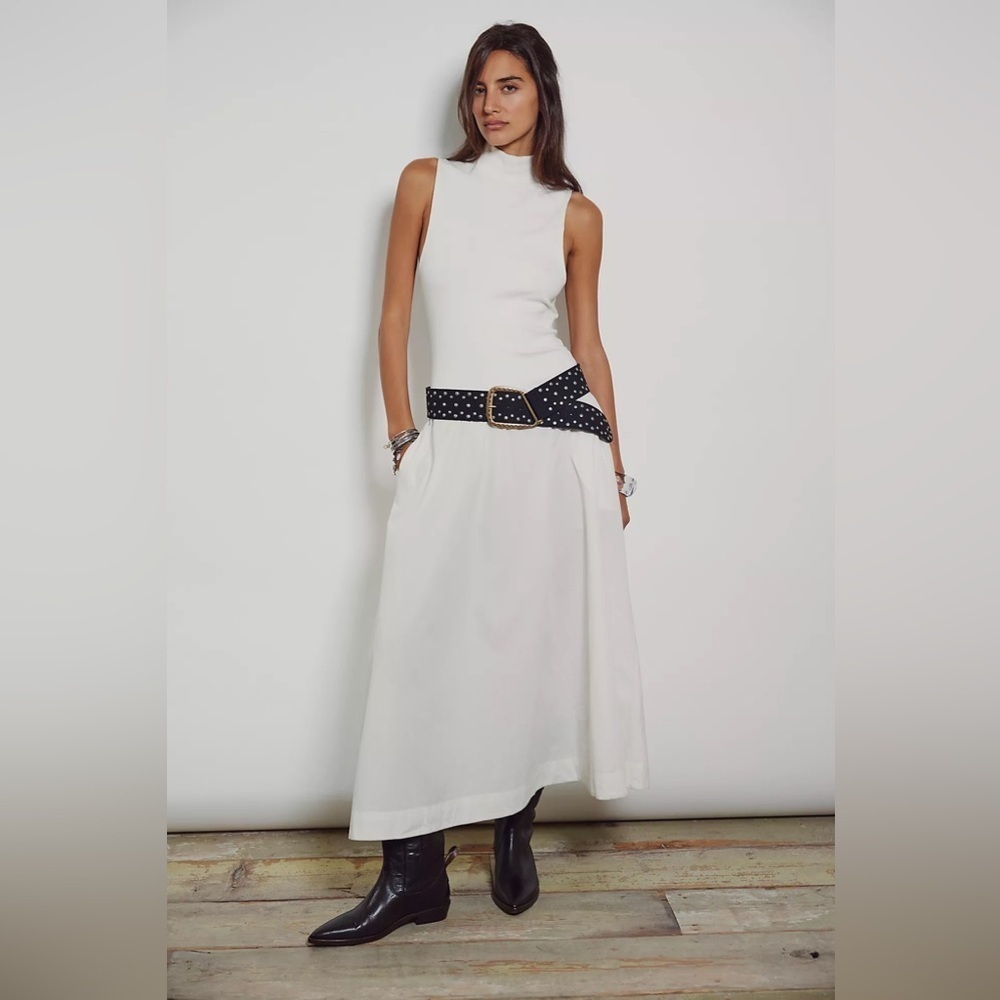 FREE PEOPLE Pepita Midi White Dress S